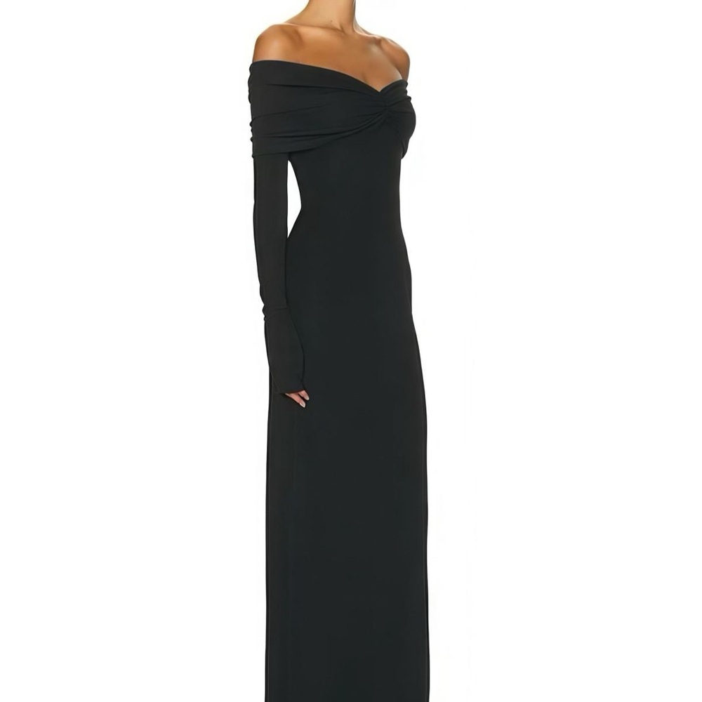 Off The Shoulder Maxi Dress. Has two colors Ivory & Black - Picture 2 of 4